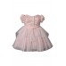 Bonnie Jean Blush/Gold Netted Top Beaded Waist Fairy Hem Ballerina Dress 